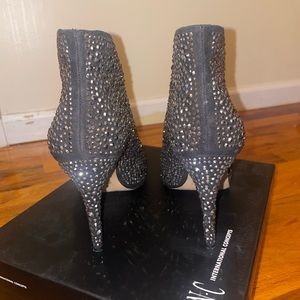 Inc peep toe booties. Black with rhinestones ….